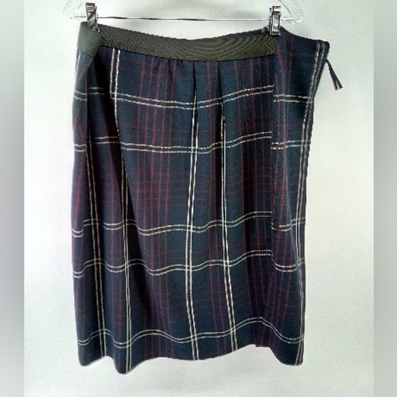 Lane Bryant Window Pane Plaid Zipper 20 Elastic Waist Skirt Navy Red - Picture 5 of 7